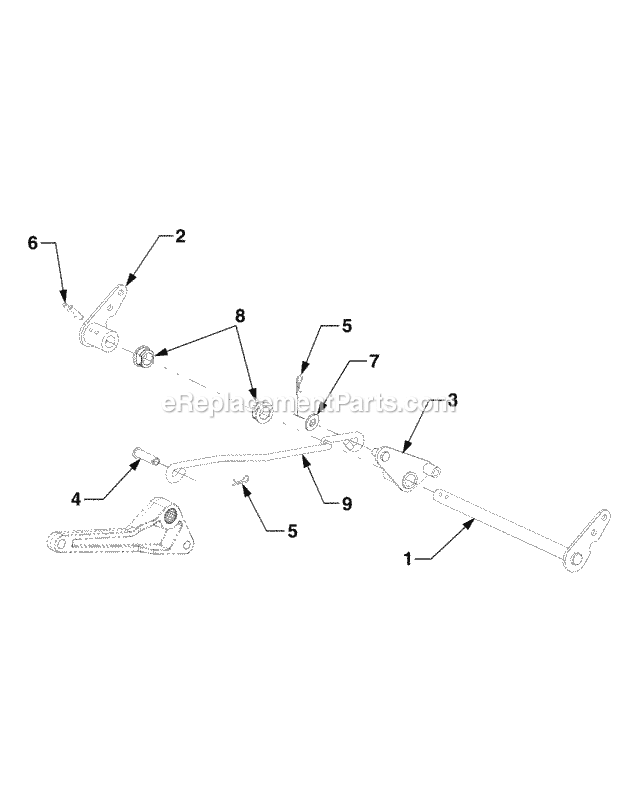 Deck Lift Diagram and Parts List for 5234DL 54AL544-710, 54BL544-710 Cub Cadet Lawn Tractor